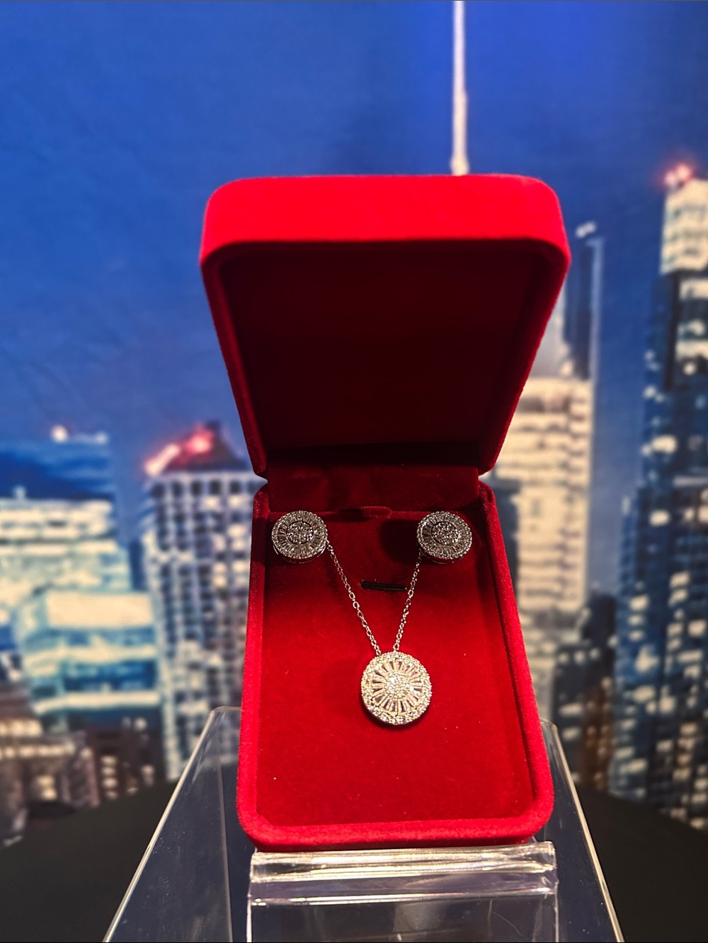 Moissanite 925 Silver 1.0 Ct Silver Jewelry Set
